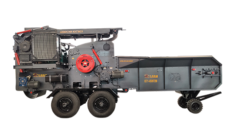 Drum chipper and hammer grinder in wood recycling project
