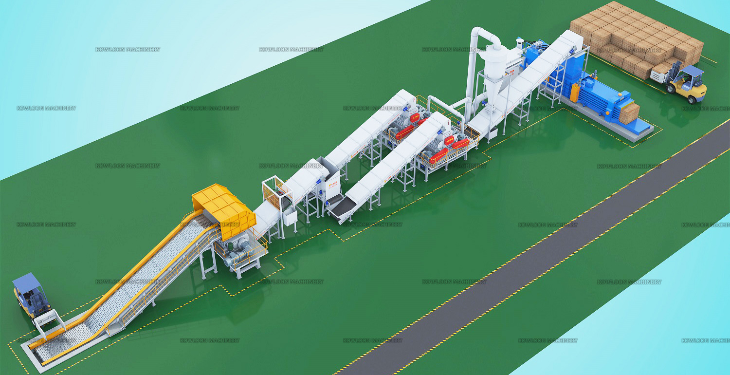 Industrial bulky waste shredder for construction waste processing