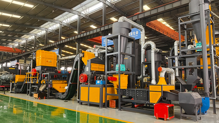 tire shredder processing large truck tires
